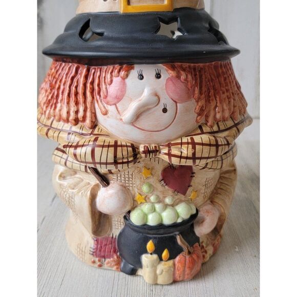 Yankee Candle ceramic witch cauldron holder Halloween star moon - Picture 3 of 11